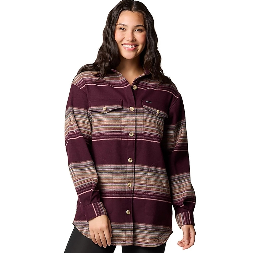 Columbia Women's Burgundy Striped Button-Down Shirt